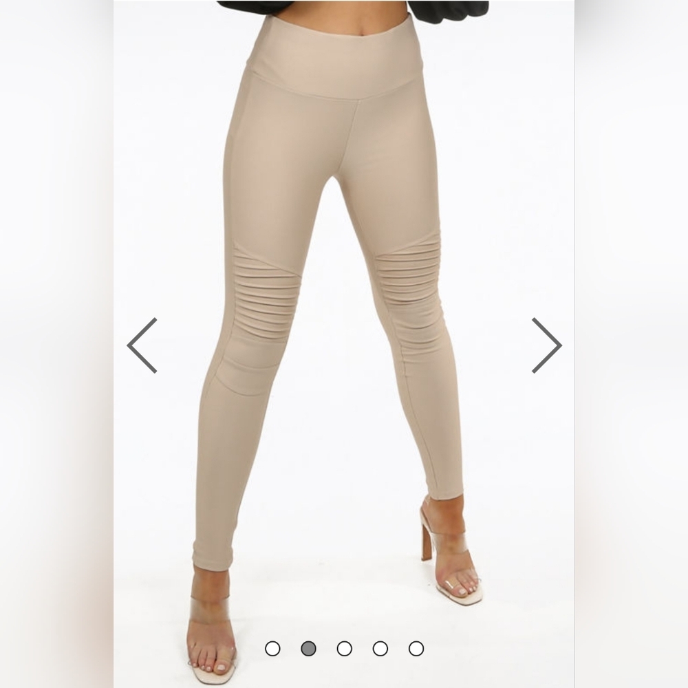 Beige High-Waisted Leggings